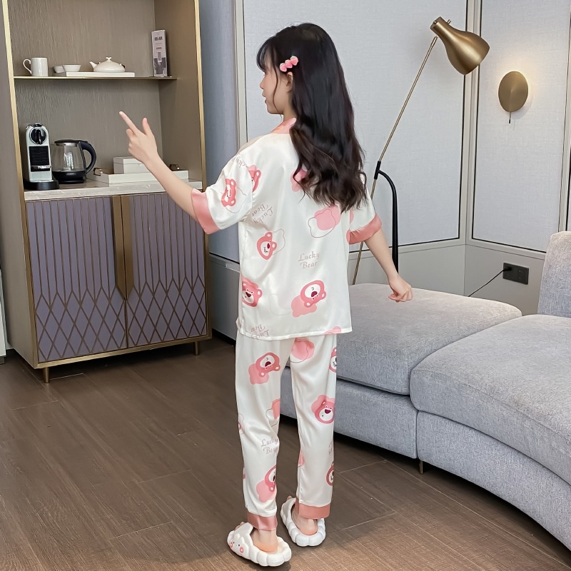 Gấu dâu Lotso Bộ Đồ Ngủ Ngắn Tay Họa Tiết Hoạt Hình Theo Phong Cách Mùa Hè Dành Cho Bé Gái