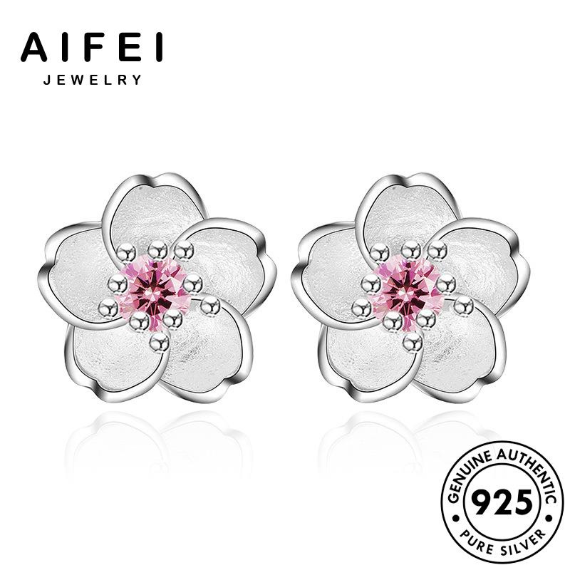 AIFEI JEWELRY trang khuyên phụ kiện tai Thời thật hoa tinh thể bạc nguyên 925 kim hàn sức quốc tua cương hồng bản mạn tròn vành lãng xỏ thời bông nữ E2