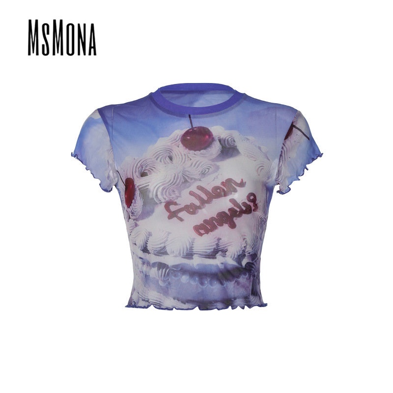 Áo Thun Tay Ngắn Cổ Tròn Dáng Ôm In Họa Tiết Thời Trang 2023 Cho Nữ