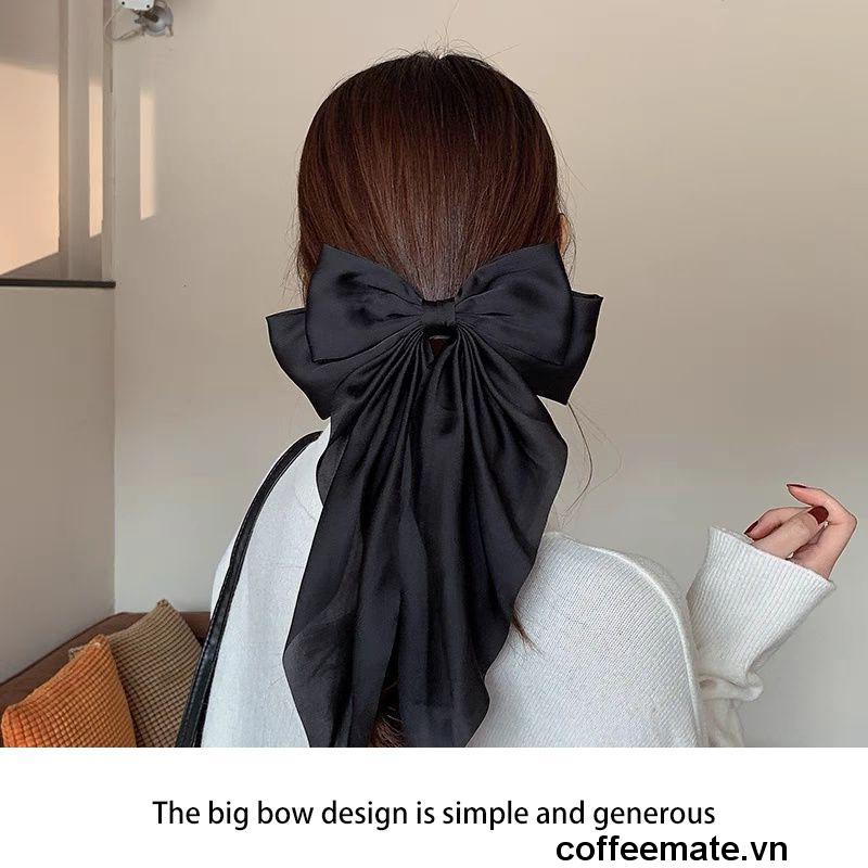 【coffeemate】⚡Kẹp Tóc Nơ Ruy Băng Dài Màu Trắng Thời Trang Thanh Lịch Dành Cho Nữ