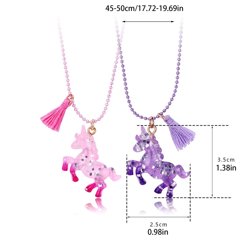 Set 2 Vòng cổ Tình Bạn Mặt Hình Kỳ Lân Bằng Nhựa Resin Dễ Thương