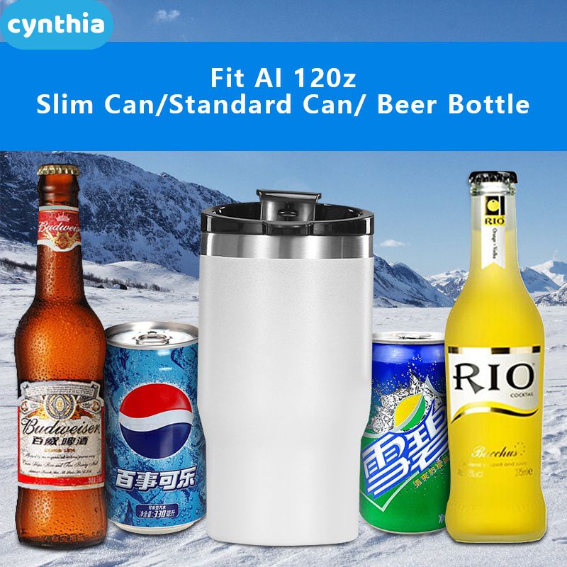 Bình Giữ Lạnh 4 Trong 1, Bình Giữ Nhiệt Bằng Thép Không Gỉ 12Oz Bình Giữ Lạnh Bình Giữ Lạnh Có Ống Hút Cho Đồ Uống Bia Seltzer, Bình & Lon Mỏng Vừa Vặn, Chống Trượt | Màu Hồng Cyn