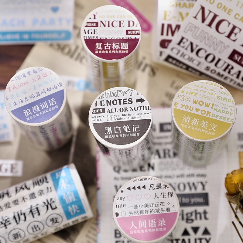 Cuộn Băng Keo Dán Trang Trí Sổ Tay In Chữ DIY