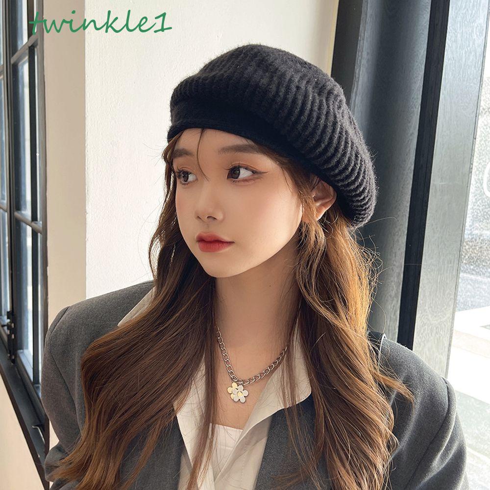Mũ Beret Dệt Kim Co Giãn Phong Cách Thời Trang Nhật Bản Dành Cho Nữ