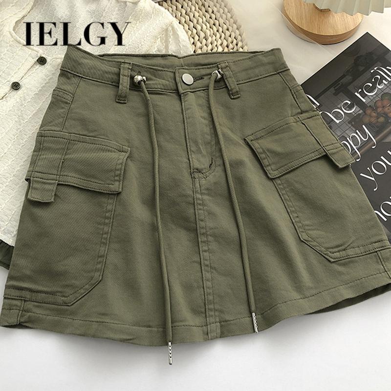 IELGY  Chân váy jean Lưng Cao Chống Trượt Phong Cách Hàn Quốc Thời Trang Mùa Hè Cho Nữ