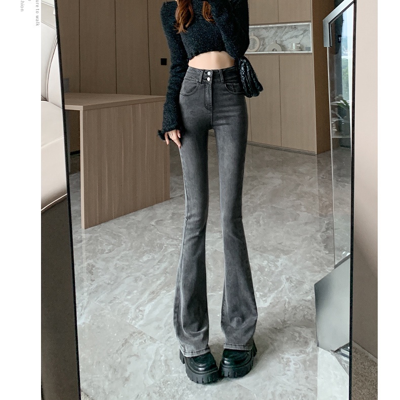 Quần Jean Dài Lưng Cao Ôm Dáng Thời Trang Xuân Thu 2023 Mới Cho Nữ