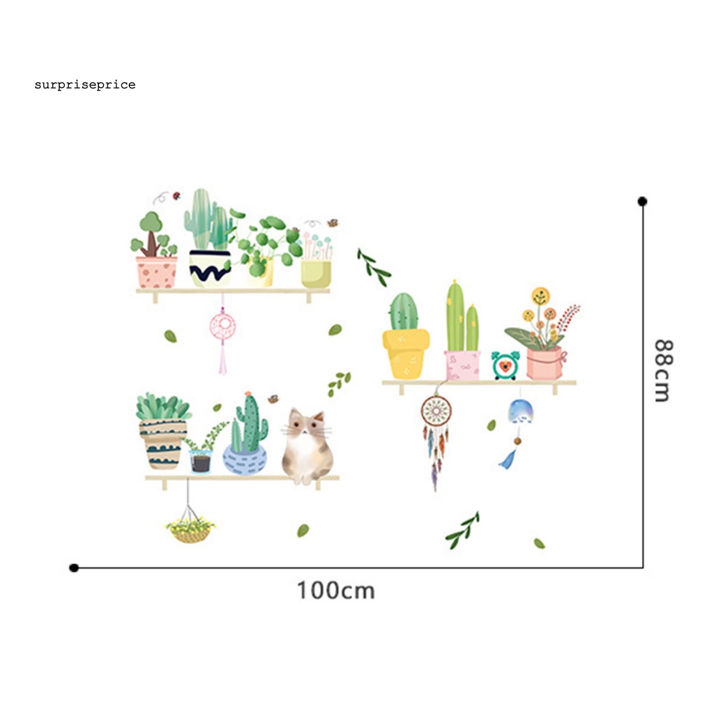 Set 2 Sticker Dán Tường Họa Tiết Mèo Và Cây Dễ Thương Bắt Mắt