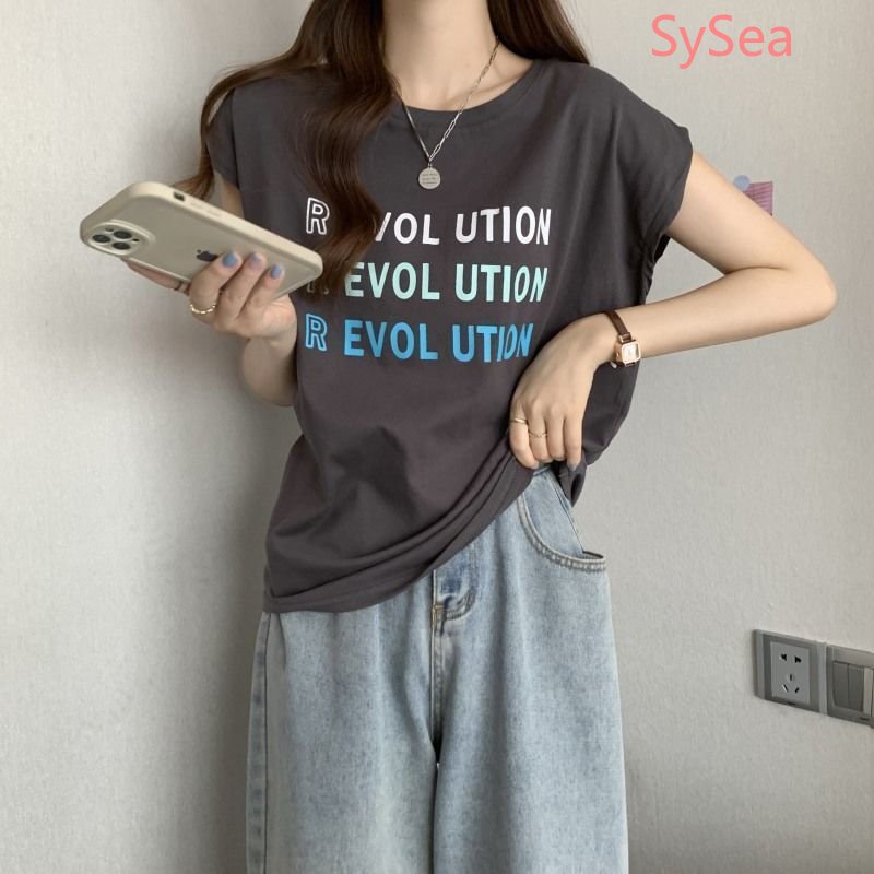 Áo Tank Top Form Rộng In Chữ Phong Cách Hàn Quốc Cho Nữ