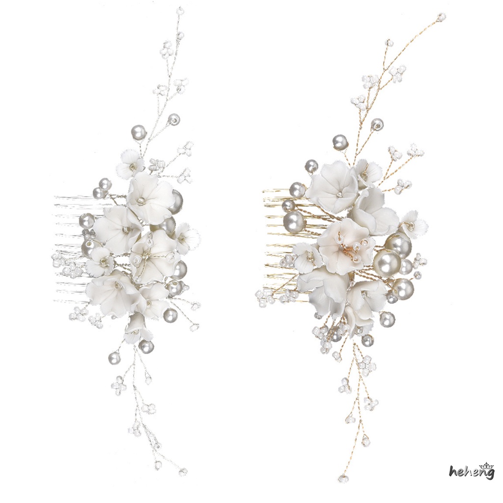 Lược Cài Tóc 12 Răng Màu Trắng Sang Trọng Cho Phù Dâu