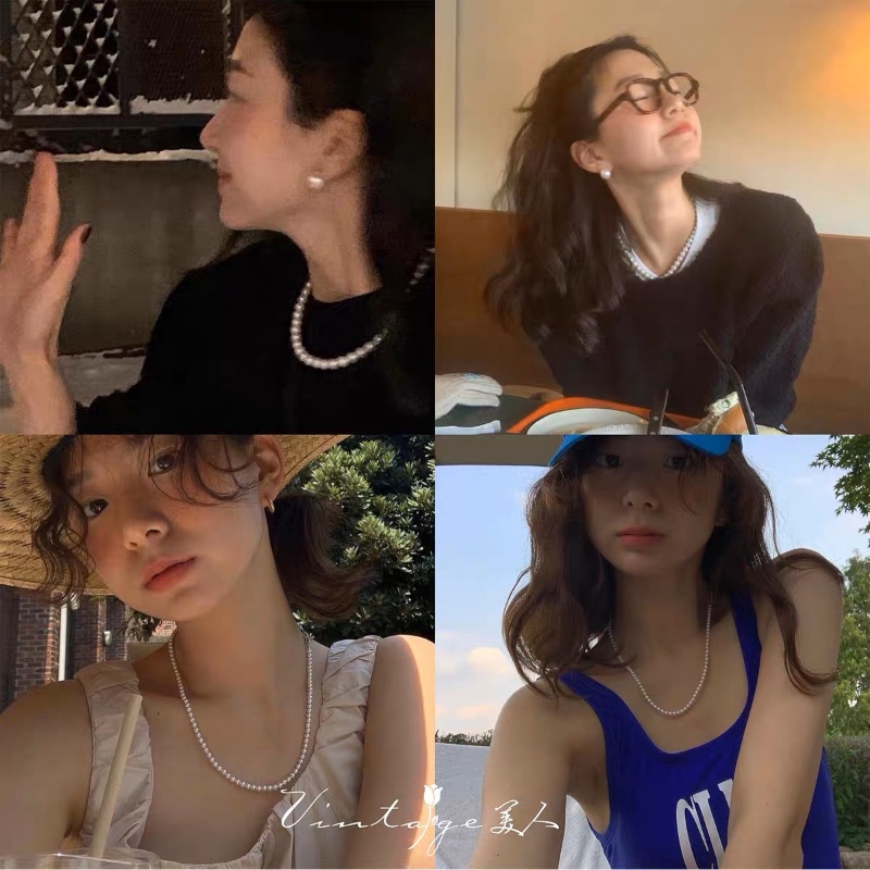 Vòng Cổ Choker Đính Ngọc Trai Đơn Giản