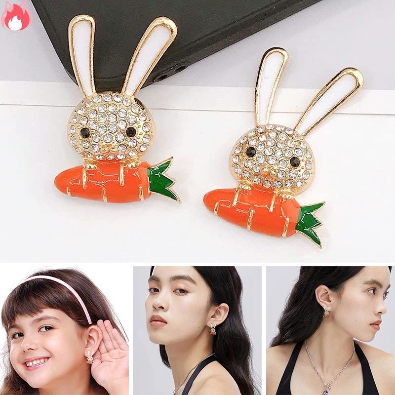 Bông Tai Dạng Chuỗi Mặt Hình Thỏ Và Mặt Trăng Phong Cách Phục Sinh Cổ Điển HGF RYVN