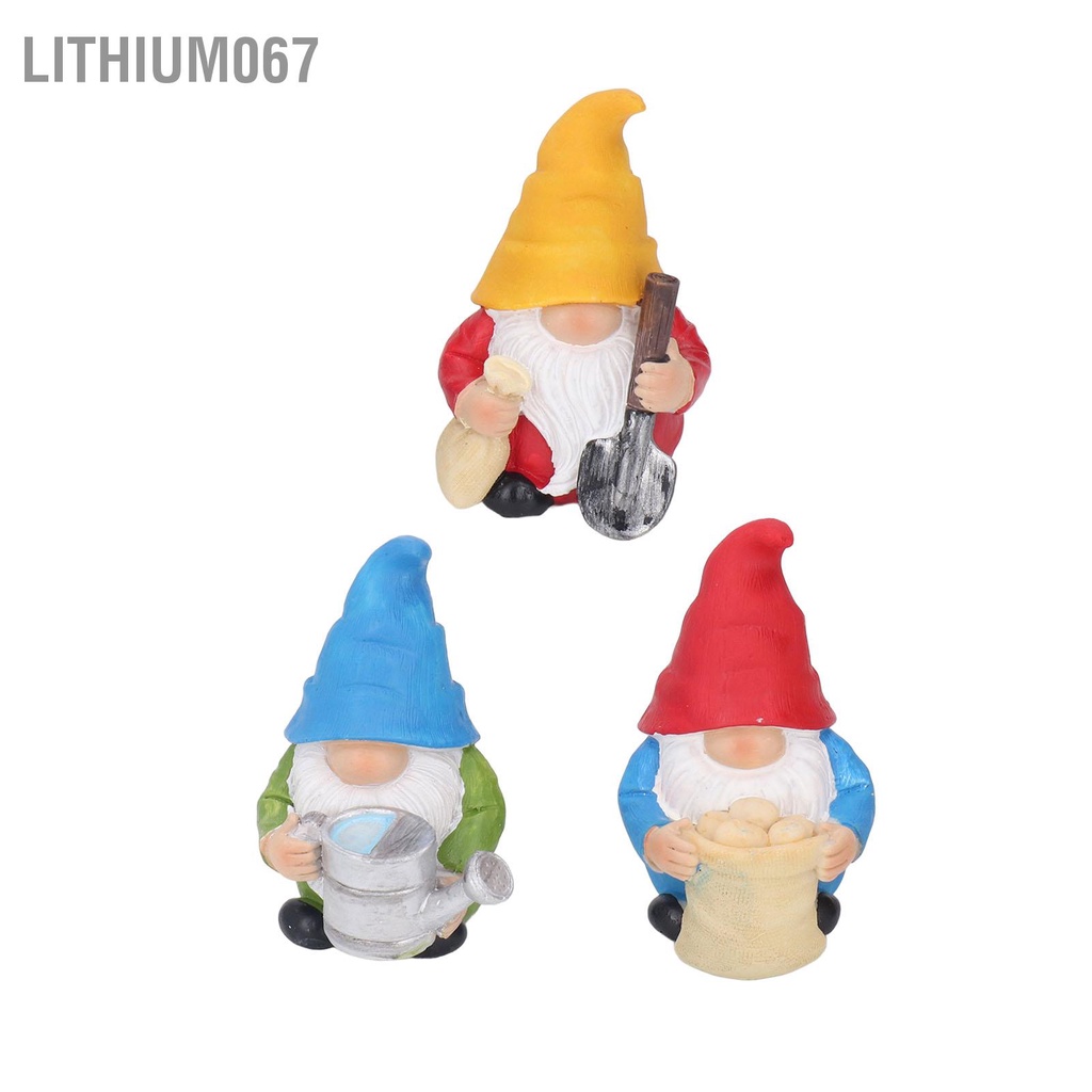 Lithium067 3 Vườn Gnome Tượng Dễ Thương Vẽ Tay Chống Mưa UV Điều Trị Gnomes Ngoài Trời Cho Bãi Cỏ Hiên Nhà