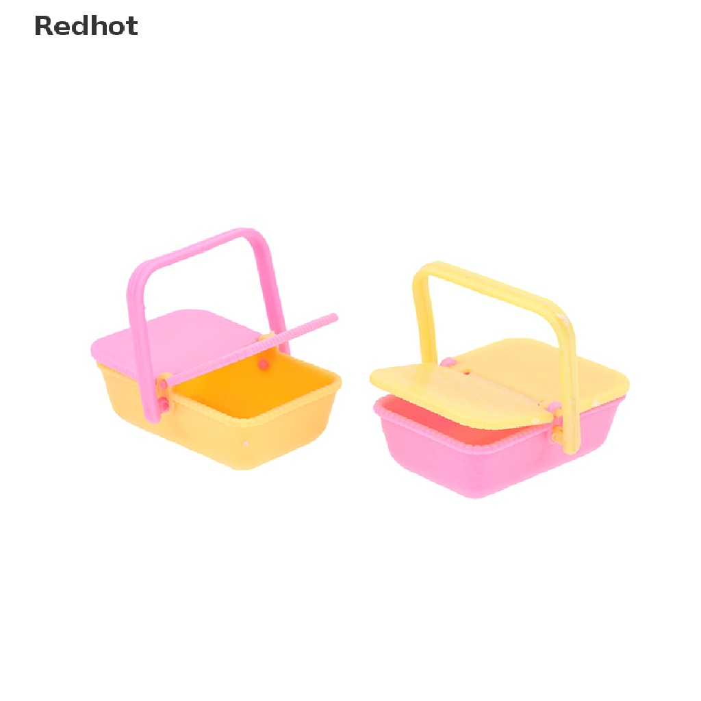 Bộ 2 Giỏ Mua Sắm Mini Bằng Nhựa 1: 12 Màu Sắc Ngẫu Nhiên Trang Trí Nhà Búp Bê
