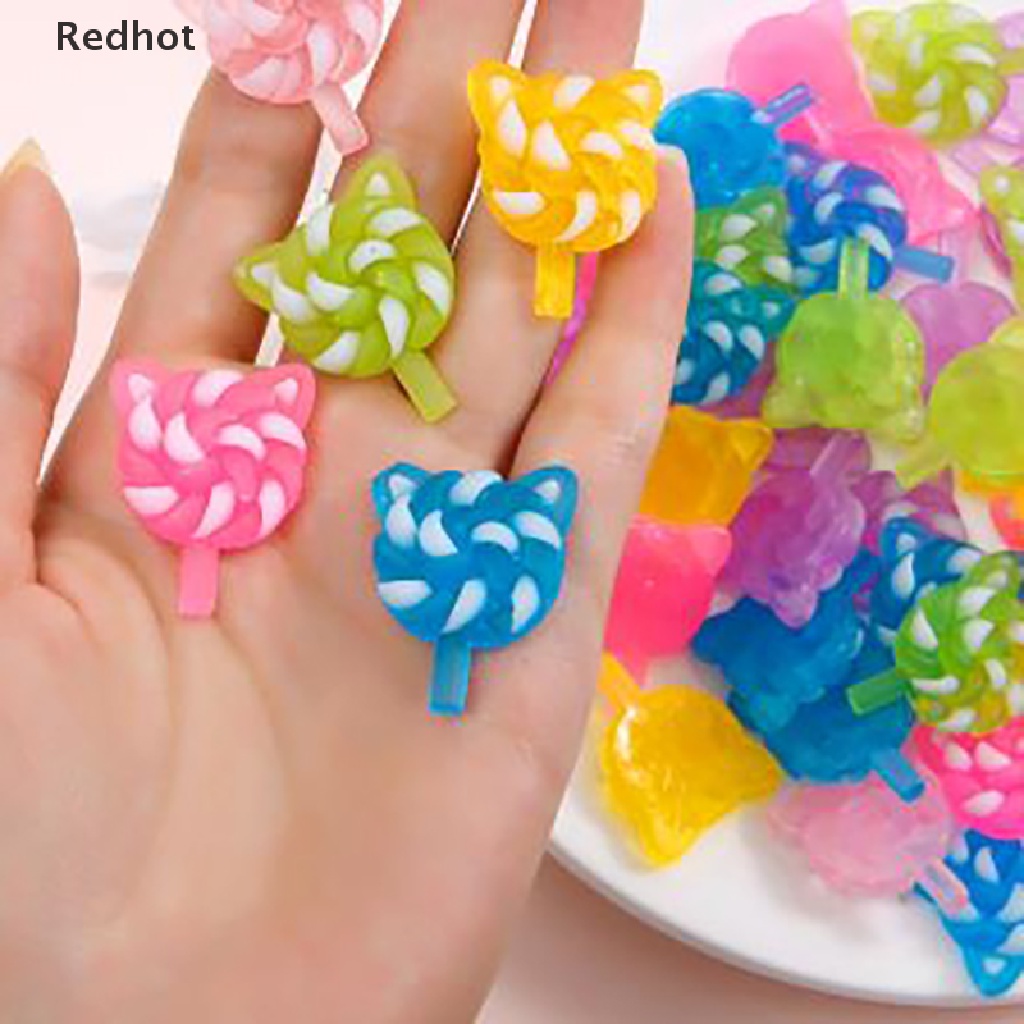 < Redhot > Set 10 Kẹo Mút Nhựa Phát Quang Trang Trí Ốp Điện Thoại Màu Sắc Ngẫu Nhiên DIY