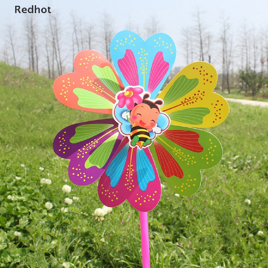 &lt; Redhot &gt; 2 Cối Xay Gió Bằng Nhựa Một Lớp Hình Hoa Bướm Nhiều Màu Trang Trí Sân Vườn Cho Trẻ Em Bán Chạy