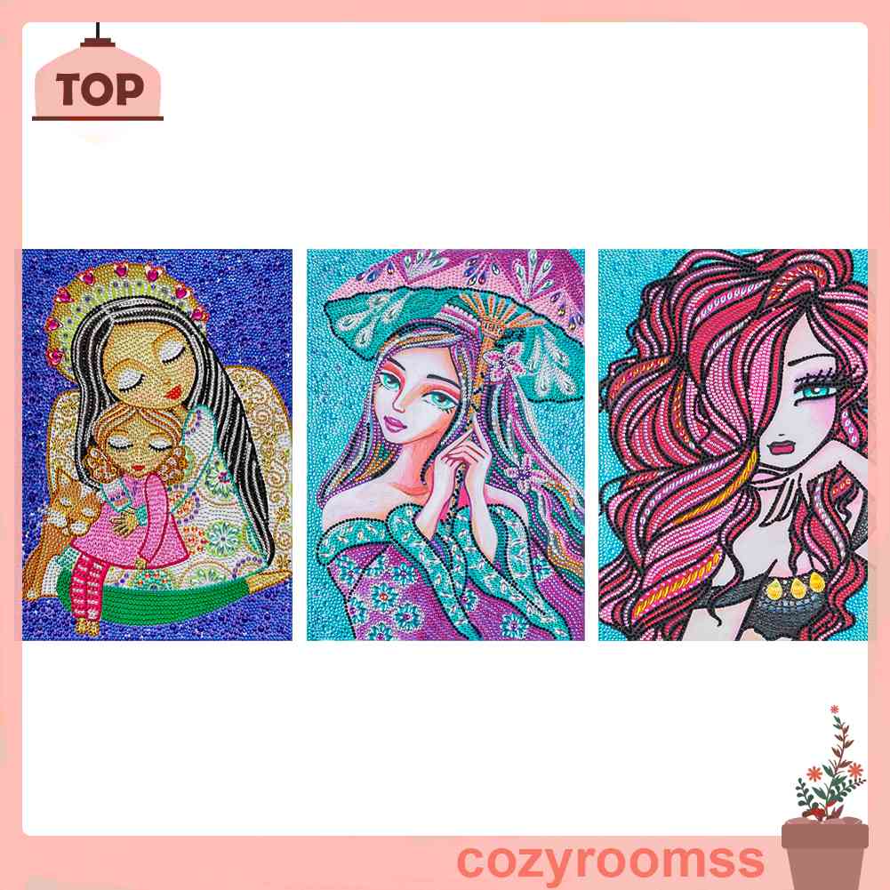 Tranh Đính Đá Kim Cương Toàn Bộ Hình Vẽ Cô Gái DIY