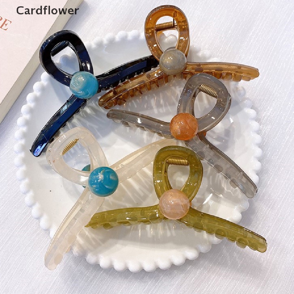 &lt; Cardflower &gt; Kẹp Tóc Càng Cua Đính Hạt Nhựa Acrylic Trơn Màu Kiểu Hàn Quốc Cho Bé Gái
