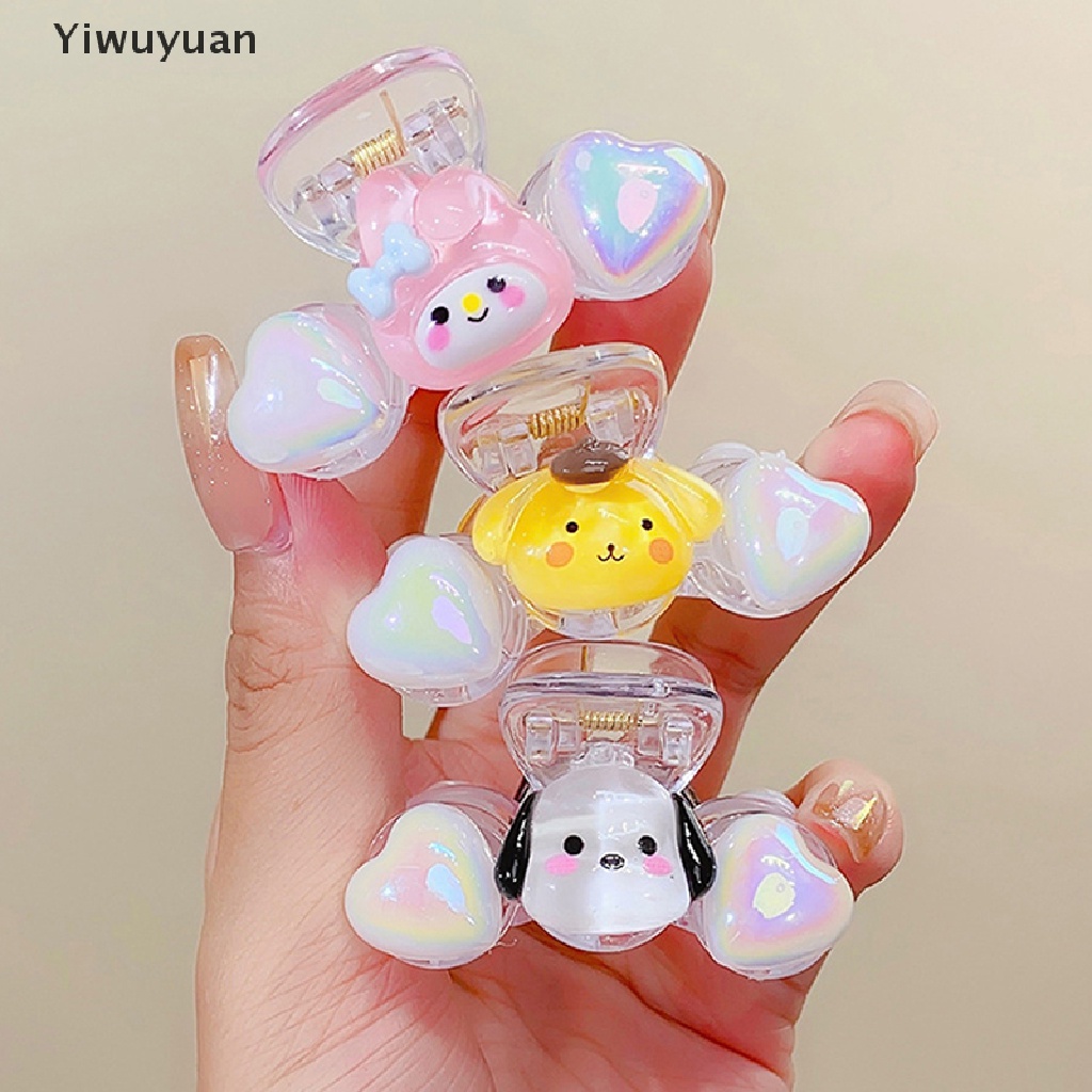 &lt; Yiwuyuan &gt; Kẹp Tóc Hoạt Hình Trái Tim Nhỏ Màu Gradient Sanrio Mymelody Kuromi Đáng Yêu Cho Nữ