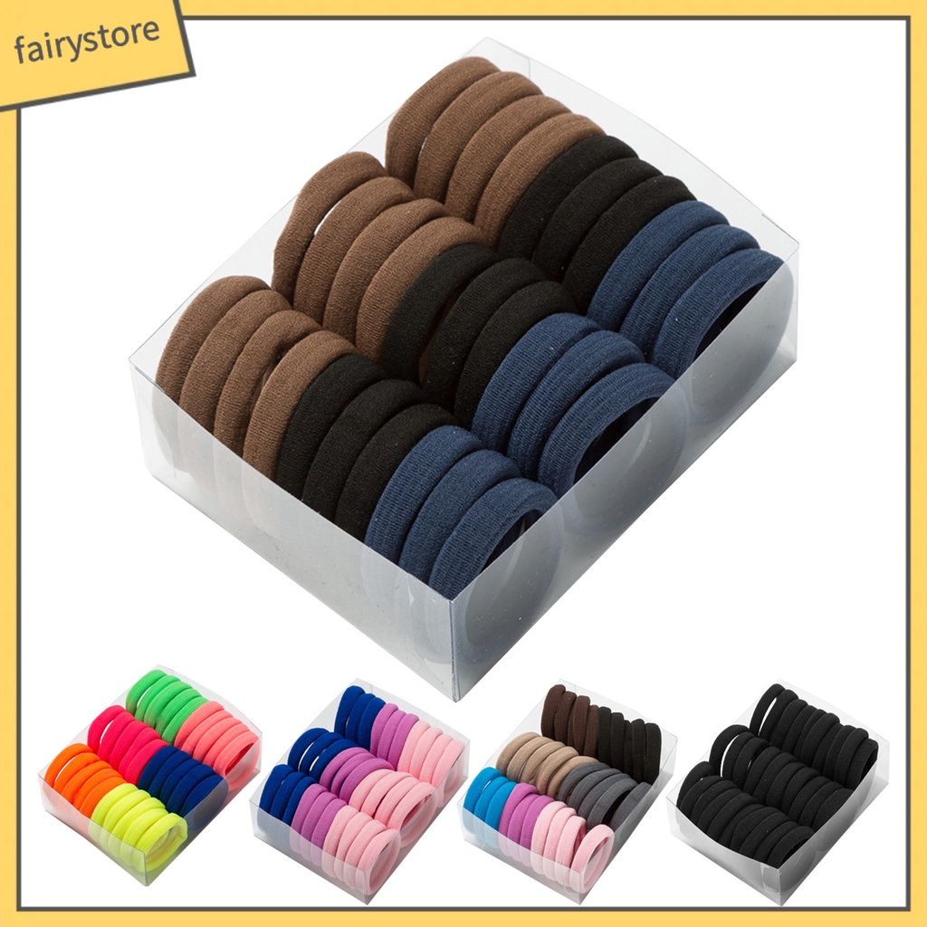 Set 30 Dây Cột Tóc Co Giãn Chống Rơi Thiết Kế Đơn Giản