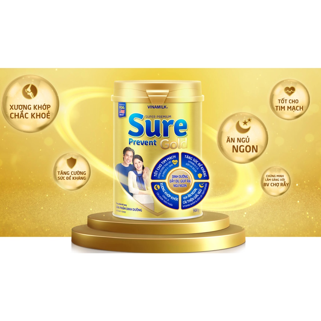 Hộp Sữa bột cho người lớn tuổi Vinamilk Sure Prevent Gold Hộp thiếc 400g - Sữa bổ sung dinh dưỡng và tăng cường sức khỏe