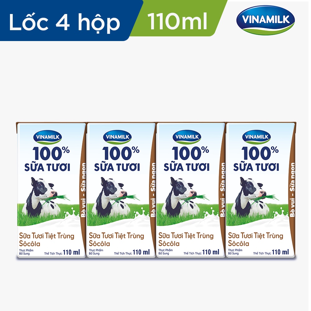 Thùng 48 hộp sữa tươi Vinamilk 100% socola 110ml