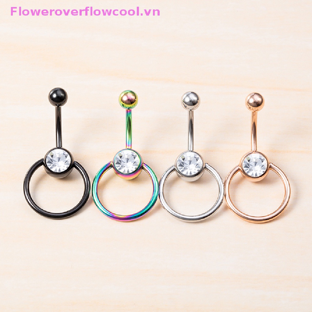 Khuyên Rốn Chất Liệu Thép Không Gỉ Đính Đá Pha Lê