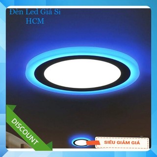 Đèn mâm led panel ốp trần nổi 3 chế độ màu trắng - viền xanh dương