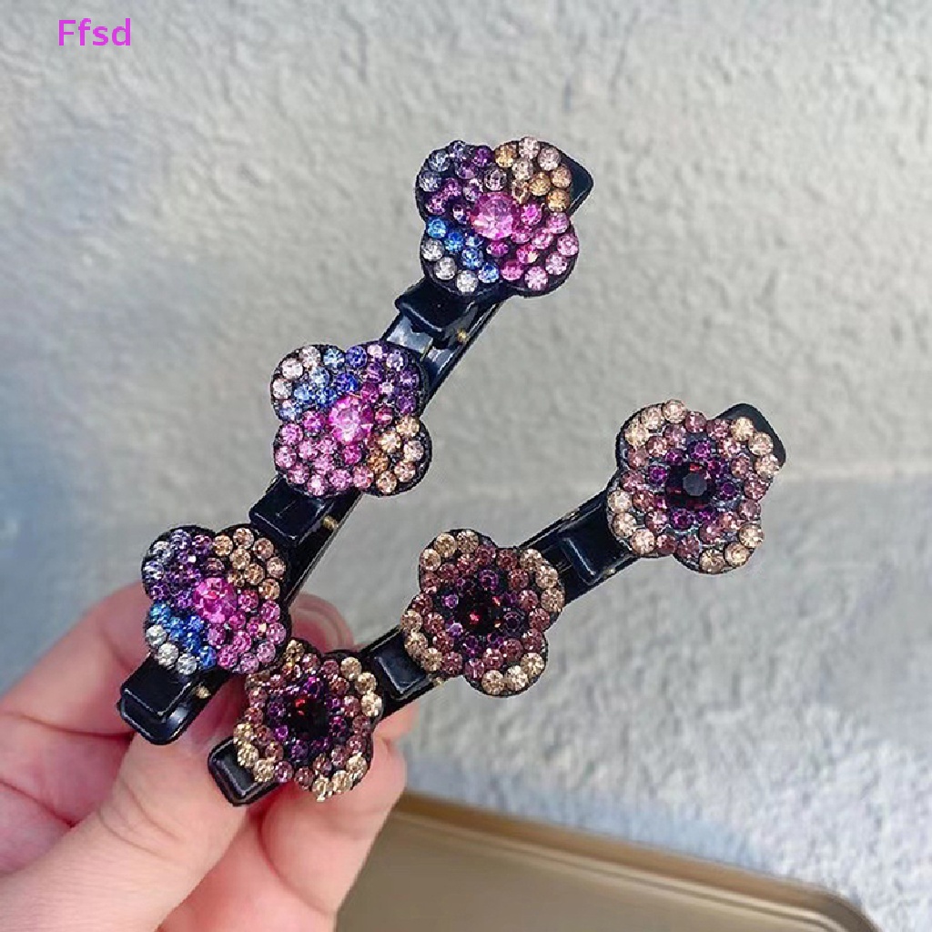 {Ffsd} Kẹp Tóc Bện Đính Đá Pha Lê Lấp Lánh 1 Cái