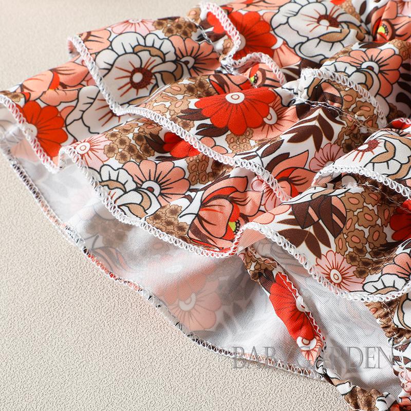 Bộ Áo Liền Quần Tay Bèo Thời Trang Mùa Hè Cho Bé Gái 0-24 Tháng Tuổi