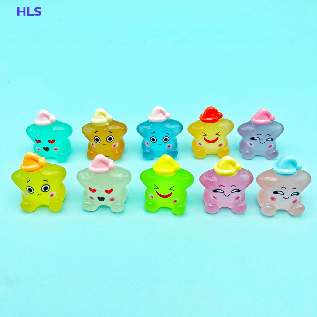 Bộ 2 Đồ trang trí Ngôi Sao Dạ Quang Mini Bằng Nhựa Resin Dễ Thương Dùng Trang Trí