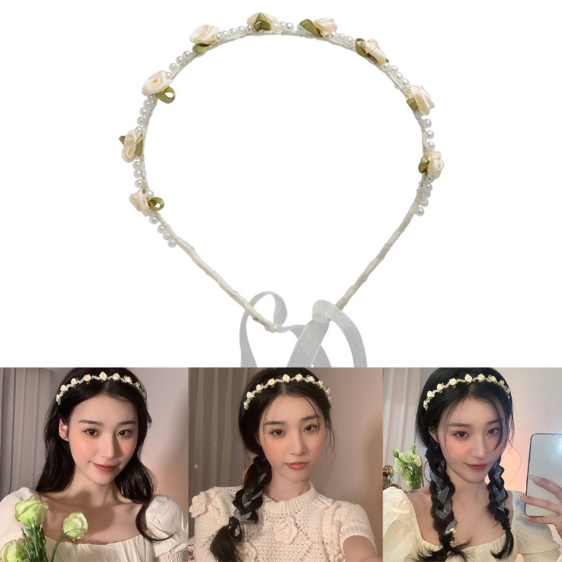 Băng Đô Cài Tóc Đính Hoa Hồng Trang Trí Tiệc Cưới