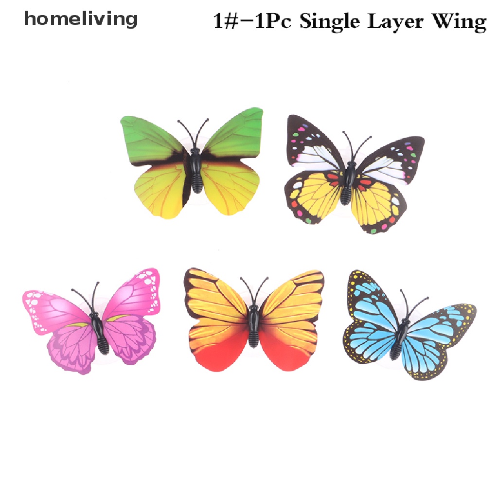 1 Miếng Dán Tường Trang Trí Hình Bướm 3D Nhiều Màu Có Đèn LED DIY