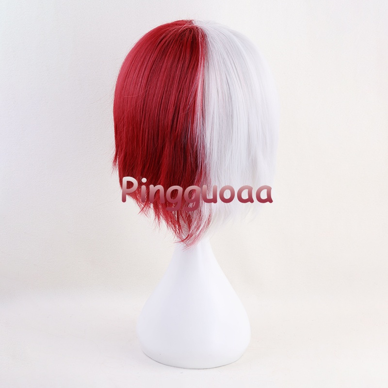 Anime My Hero Academia Shoto Todoroki Cosplay Wig White and Red Short Wigs Heat Resistant Synthetic Hair