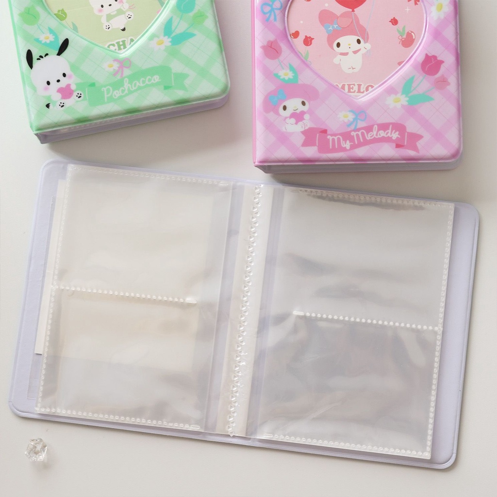 Galici Sanrio Album Ảnh Thẻ Bảo Vệ Thẻ Nhỏ Hai Phong Cách Cung Đình Kẻ Ô / Ba Inch Polaroid Love Bean