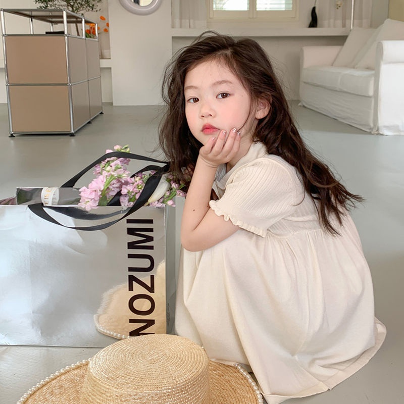 Đầm Công Chúa Mùa Hè Mỏng Tay Cộc Cổ Búp Bê Một Mảnh Màu Trơn Hợp Thời Trang Cho Bé Gái Đầm Cổ Bẻ Kiểu Pháp Thiết Kế Thanh Lịch Cho Nữ