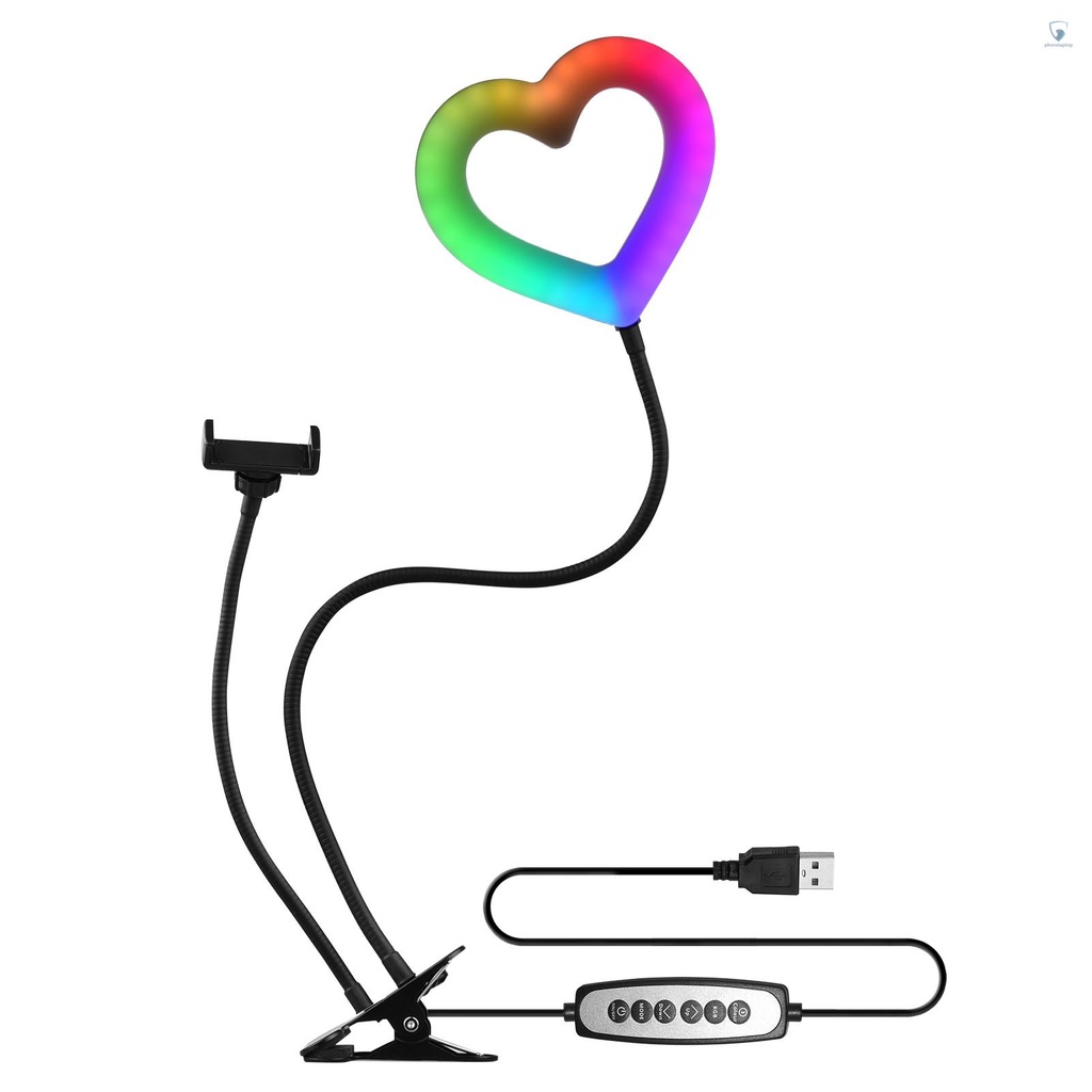 ANDOER Vòng Đèn LED 6-inch RGB 8W 3800K-6800K Độ Sáng Cao Có Thể Điều Chỉnh Độ Sáng Kèm Kẹp Giữ Điện Thoại