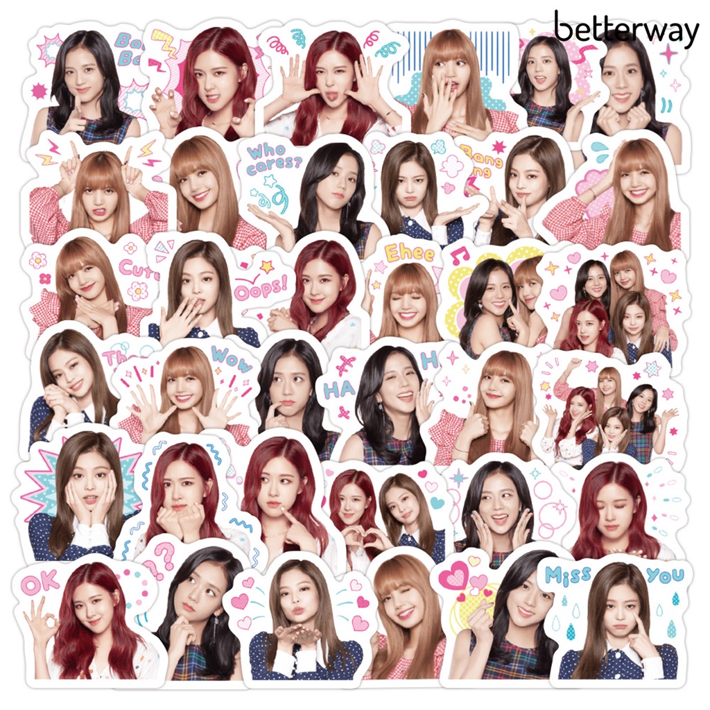 Betterway Bộ 40 Miếng Dán Trang Trí Hình Nhóm Nhạc Idol JISOO JENNIE ROSE LISA Nghệ Thuật Hàn Quốc Bằng Vinyl Chống Thấm Nước Có Thể Tháo Rờ