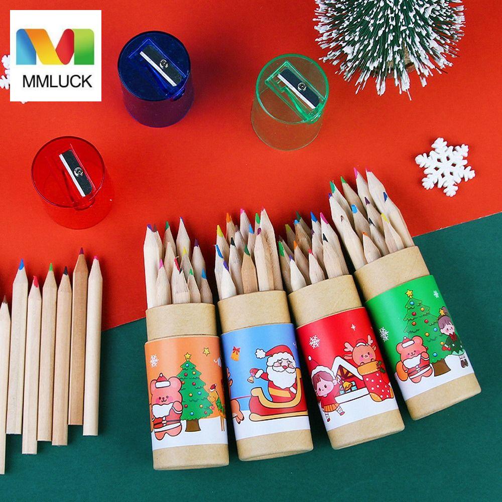 Bút chì màu MMULCK vẽ phác thảo hình ông già noel nhiều màu sắc tích hợp đồ chuốt cho trường học / văn phòng