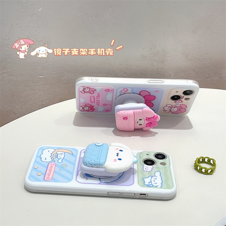 Sanrio Giá Đỡ Điện Thoại Có Thể Gập Lại Kèm Gương Hình Hello Kitty Cinnamonroll