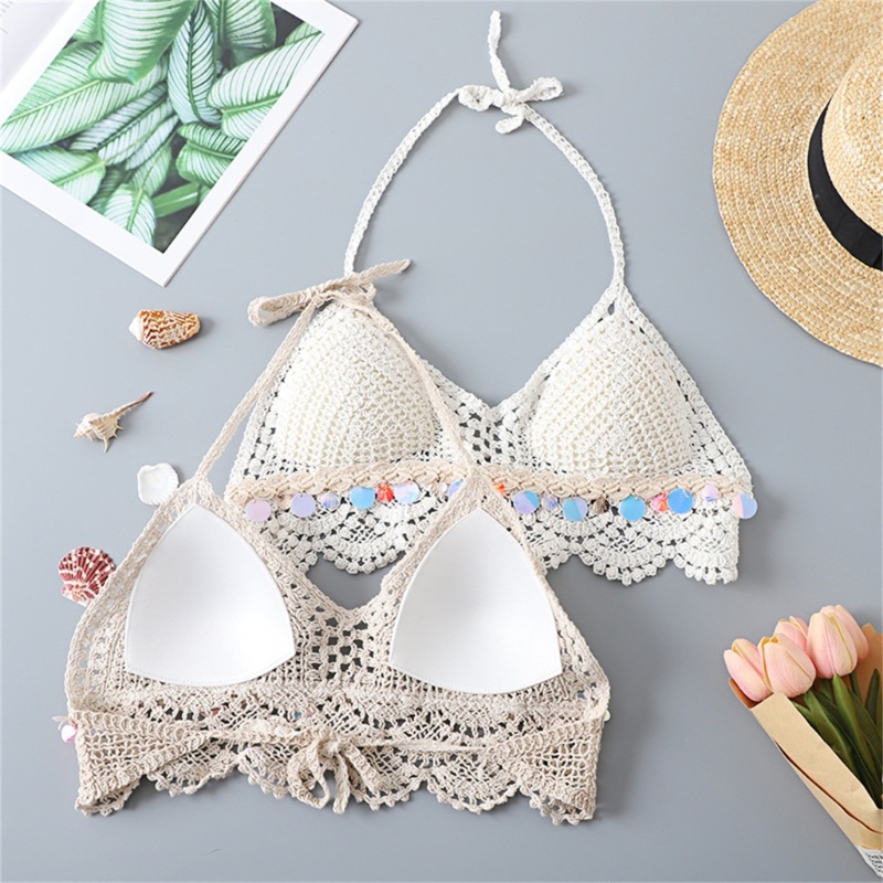 Ivy Áo Dệt Kim Hai Dây Ngắn Mùa Hè Phong Cách Ngọt Ngào Thời Trang Đi Biển Du Lịch