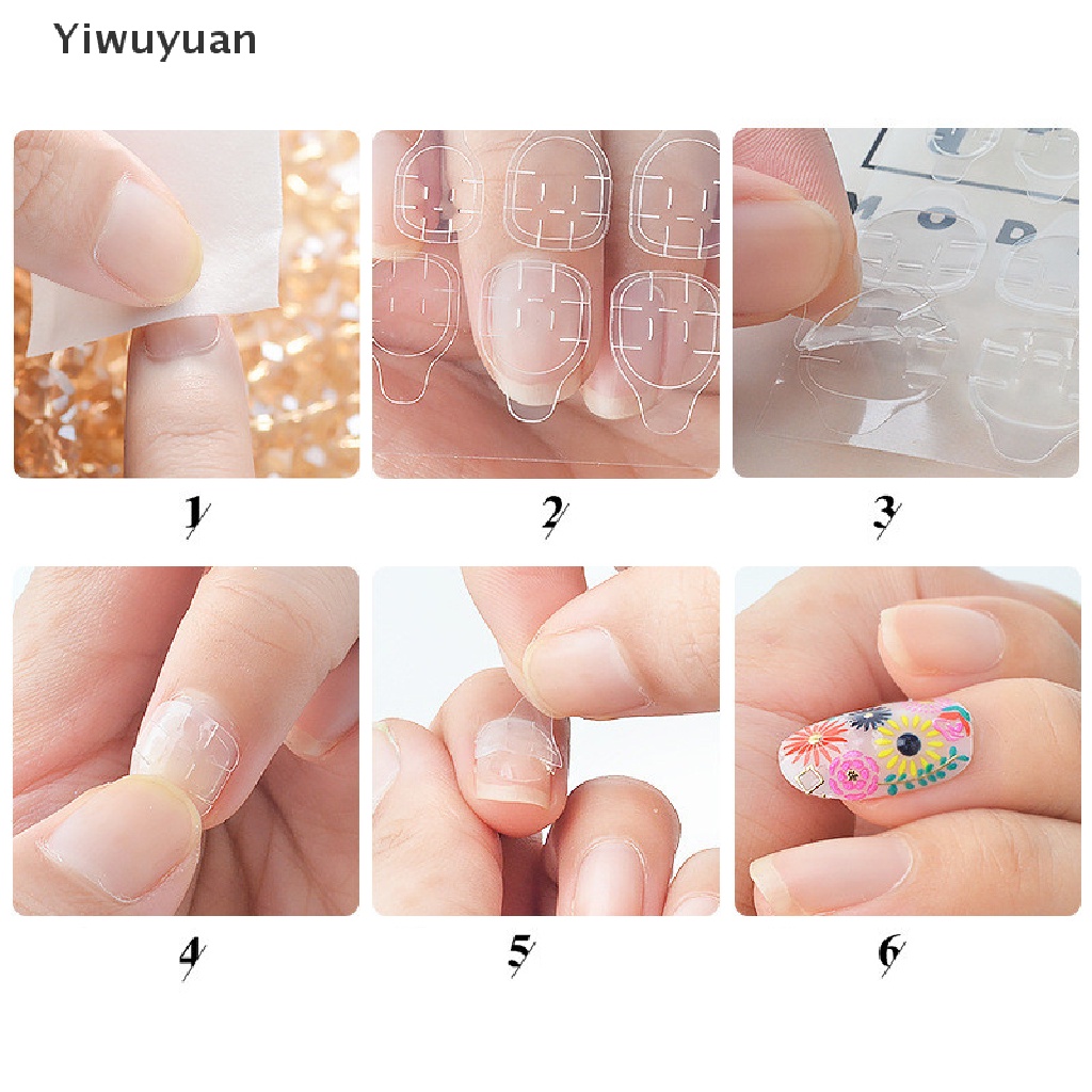 < Yiwuyuan > 10 Tờ / 240 Miếng Dán Móng Tay Giả Tự Dính Hai Mặt