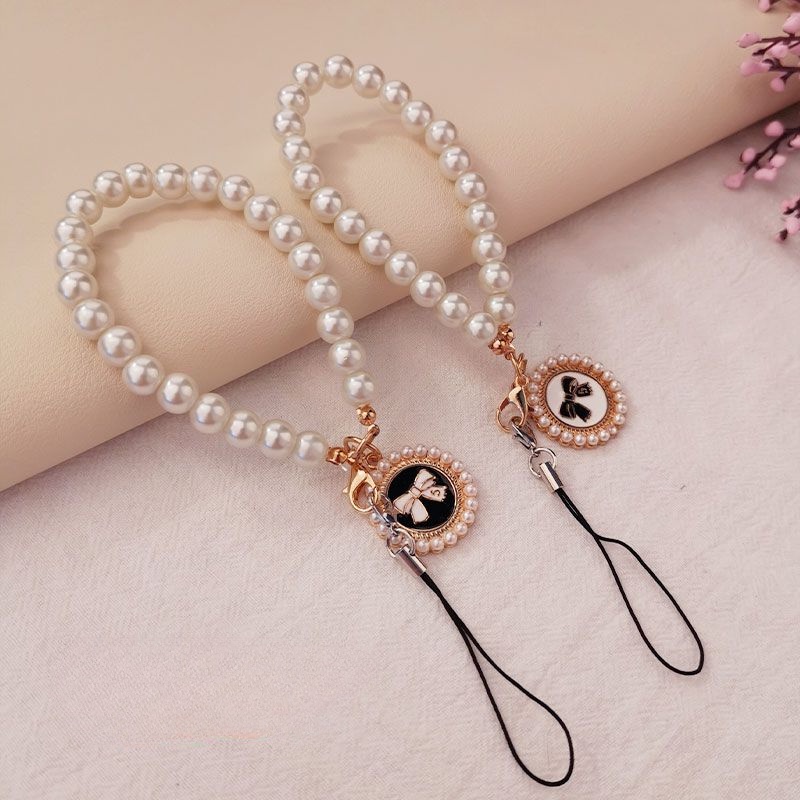 Ốp Điện Thoại Đính Ngọc Trai Có Dây Đeo Tay Thời Trang Dành Cho Nữ