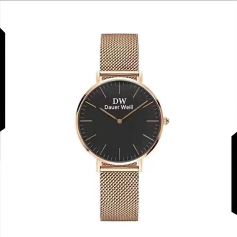 Đồng hồ nữ dw chính hãng mặt tròn dây kim loại dây đồng hồ vải thời trang đẹp cao cấp xịn giá rẻ mặt tròn màu vàng