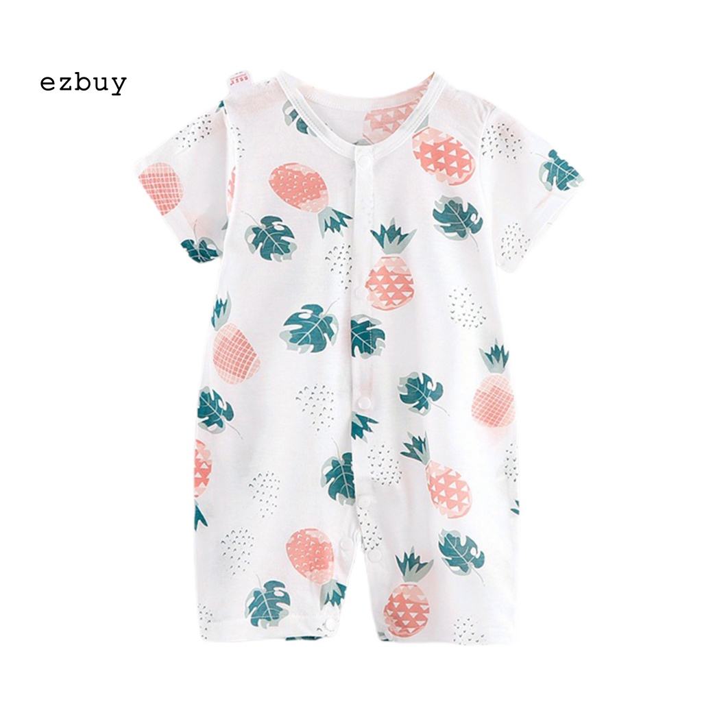 [EY] Bộ Áo Liền Quần Ngắn Tay Cài Khuy Mềm Mại Trung Tính Thời Trang Mùa Hè Cho Bé Sơ Sinh