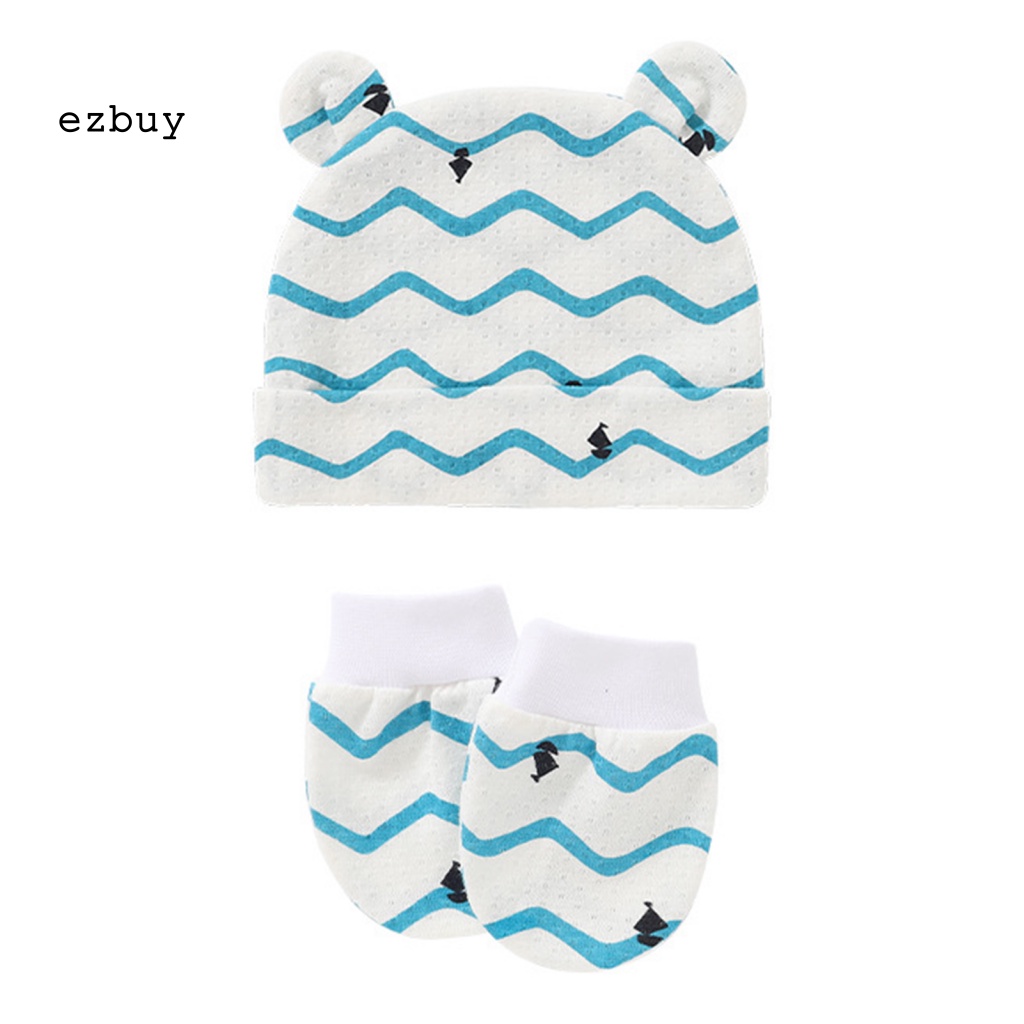 Bộ 2 Găng Tay Cotton In Họa Tiết Dễ Thương Chống Trầy Xước Cho Bé Sơ Sinh