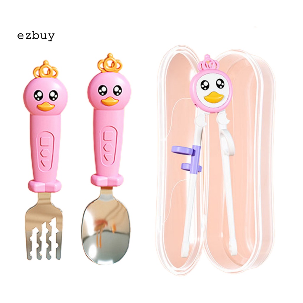 Bộ Đũa Muỗng Nĩa Bằng ABS Kiểu Hoạt Hình Dễ Thương Cho Bé Tập Ăn