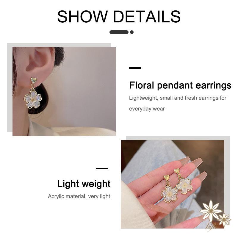 Bông Tai Mạ Bạc 925 Hình Hoa Acrylic Sang Trọng Cho Nữ