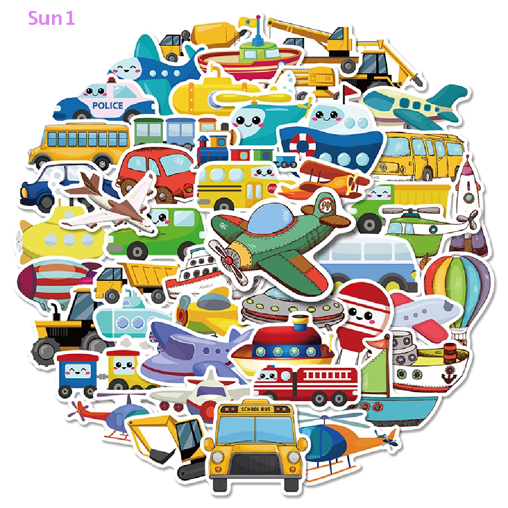 Bộ 50 Miếng Dán Họa Tiết Giao Thông Hoạt Hình Graffiti Trang Trí Ván Trượt / Máy Tính / Điện Thoại
