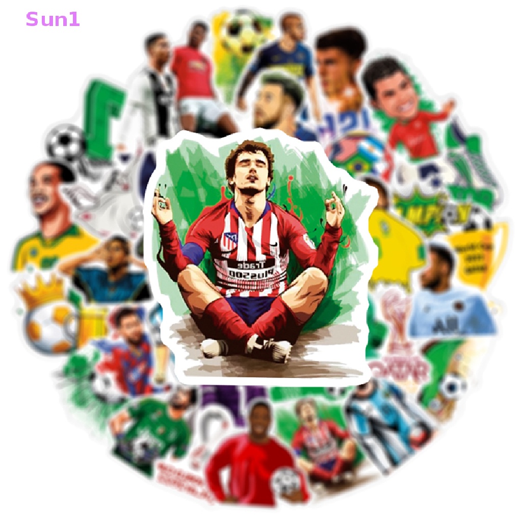 Set 50 Sticker Dán Laptop / Xe Hơi / Ván Trượt / Điện Thoại Họa Tiết Ngôi Sao Bóng Đá Graffiti