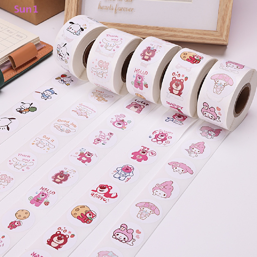 Set 500 Miếng Dán / 500 Miếng Dán Họa Tiết Hoạt Hình Kitty / Chó Mèo / Ngôi Sao / Chó Pacha Kulomi Dễ Thương